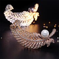 alliage de zinc broche, avec Shell Pearl, forme de plume, Placage, pour femme, plus de couleurs à choisir Vendu par PC