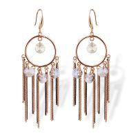 Zinc Alloy Tassel Earring, with Crystal, gold color plated, for woman & faceted 