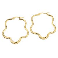 ステンレス　フープ イヤリング, ステンレス, 花形, ゴールドメッキ, 女性用 売り手 ペア