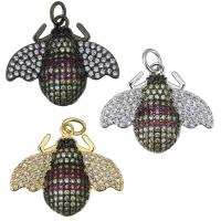 Cubic Zirconia Micro Pave Brass Pendant, Bee, plated, micro pave cubic zirconia & for woman Approx 3mm 