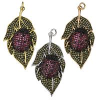 Cubic Zirconia Micro Pave Brass Pendant, Leaf, plated, micro pave cubic zirconia & for woman Approx 3mm 