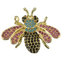 Cubique Pendentif en laiton zircon pavent, abeille, Plaqué d'or, pavé de micro zircon & pour femme Environ 1.5mm, Vendu par PC