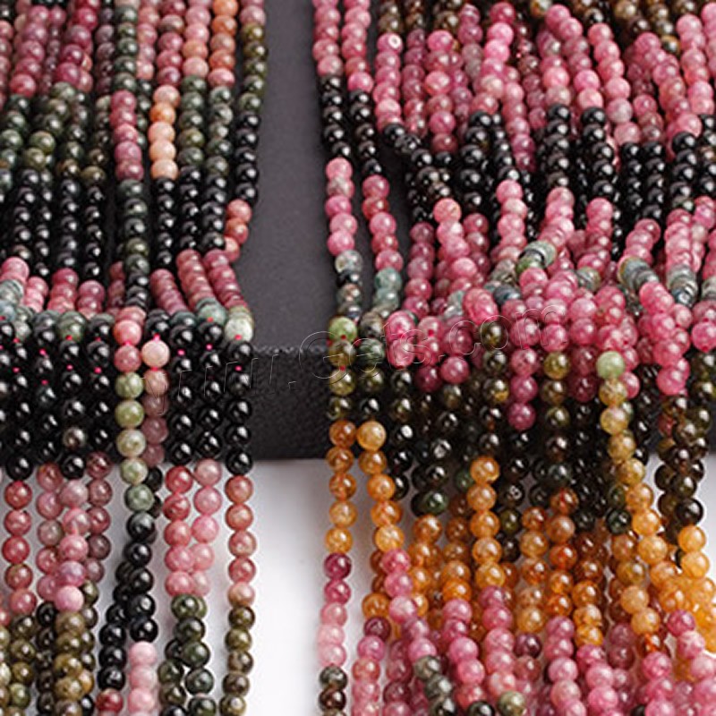 Natural Tourmaline Beads, Round, polished, different size for choice, Length:Approx 15.7 Inch, Sold By Strand