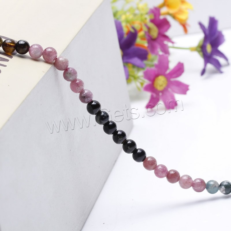 Natural Tourmaline Beads, Round, polished, different size for choice, Length:Approx 15.7 Inch, Sold By Strand