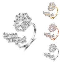 Anneau de cuivre de Zircon, laiton, Placage, ouvert & pour femme & avec zircone cubique, plus de couleurs à choisir, protéger l'environnement, sans nickel, plomb et cadmium, 18-20mm Vendu par PC