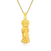 Bijoux pendentifs en laiton, Guanyin, Placage de couleur d'or, 29mm Environ 6mm, Vendu par PC