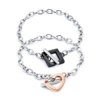 Acier titane Chaîne de Bracelet, Placage, unisexe & chaîne ovale & styles différents pour le choix & pour le couple & avec zircone cubique, 16mm, 17mm, Vendu par brin