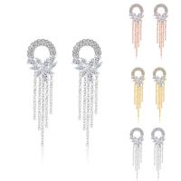 Brass Tassel Earring, plated, for woman & with cubic zirconia nickel, lead & cadmium free 