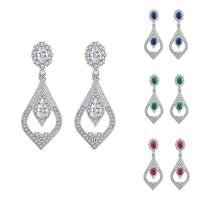 Boucles d'oreilles en laiton zircon cubique, Plaqué de platine, pour femme & avec zircone cubique, plus de couleurs à choisir, protéger l'environnement, sans nickel, plomb et cadmium, 10-40mm, Vendu par paire