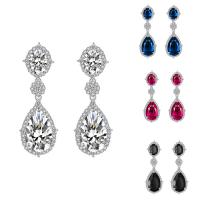 Boucles d'oreilles en laiton zircon cubique, Plaqué de platine, pour femme & avec zircone cubique, plus de couleurs à choisir, protéger l'environnement, sans nickel, plomb et cadmium, 10-40mm, Vendu par paire