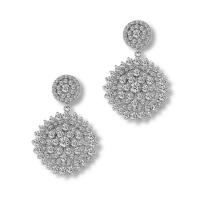 Boucles d'oreilles en laiton zircon cubique, Plaqué de platine, pour femme & avec zircone cubique, protéger l'environnement, sans nickel, plomb et cadmium Vendu par paire