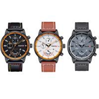 NARY® Watch Collection, PU Leather, with Glass & Stainless Steel & Zinc Alloy, Chinese movement, plated, Life water resistant & for man Approx 9 Inch 