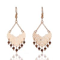 Zinc Alloy Tassel Earring, with Acrylic, gold color plated, Bohemian style & for woman & faceted & hollow 