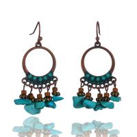 Zinc Alloy Tassel Earring, with Synthetic Turquoise, antique copper color plated, for woman 