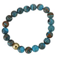 acier inoxydable bracelet, avec Malachite, Placage de couleur d'or, pour femme 10mm Environ 8 pouce, Vendu par brin