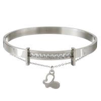 acier inoxydable bracelet ordinaire, avec cristal, pour femme & facettes, couleur originale 5.5mm, Diamètre inté Environ Vendu par PC