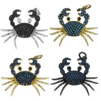 Cubic Zirconia Micro Pave Brass Pendant, Crab, plated, micro pave cubic zirconia Approx 3mm 