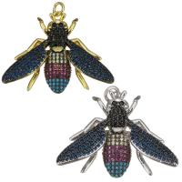 Cubic Zirconia Micro Pave Brass Pendant, Insect, plated, micro pave cubic zirconia Approx 3mm 