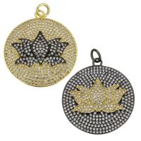 Cubic Zirconia Micro Pave Brass Pendant, Flat Round, plated, micro pave cubic zirconia Approx 4mm 