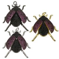 Cubic Zirconia Micro Pave Brass Pendant, Insect, plated, micro pave cubic zirconia Approx 3mm 