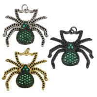 Cubic Zirconia Micro Pave Brass Pendant, Spider, plated, micro pave cubic zirconia Approx 3mm 