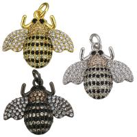 Cubic Zirconia Micro Pave Brass Pendant, Bee, plated, micro pave cubic zirconia Approx 3mm 