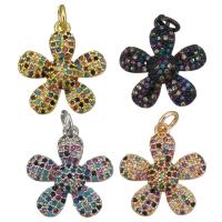 Cubic Zirconia Micro Pave Brass Pendant, Flower, plated, micro pave cubic zirconia Approx 3mm 