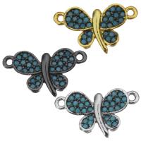 Cubic Zirconia Micro Pave Brass Connector, Butterfly, plated, micro pave cubic zirconia & 1/1 loop Approx 1mm 