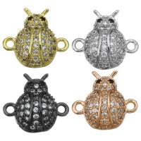 Cubic Zirconia Micro Pave Brass Connector, Ladybug, plated, micro pave cubic zirconia & 1/1 loop Approx 1mm 