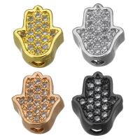 Cubic Zirconia Micro Pave Brass Beads, Hamsa, plated, micro pave cubic zirconia Approx 1.5mm 