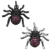 Cubic Zirconia Micro Pave Brass Pendant, Spider, plated, micro pave cubic zirconia Approx 3mm 