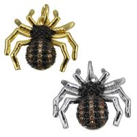 Cubic Zirconia Micro Pave Brass Pendant, Spider, plated, micro pave cubic zirconia Approx 3mm 