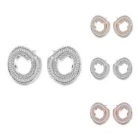 laiton boucle d oreille dormeuse, Placage, pour femme & avec zircone cubique, plus de couleurs à choisir, protéger l'environnement, sans nickel, plomb et cadmium Vendu par paire