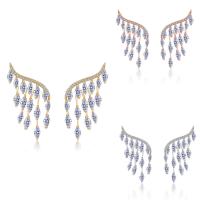 Boucles d'oreilles en laiton zircon cubique, Placage, pour femme & avec zircone cubique, plus de couleurs à choisir, protéger l'environnement, sans nickel, plomb et cadmium Vendu par paire