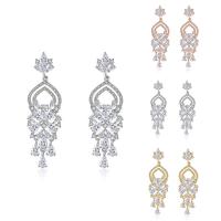 Boucles d'oreilles en laiton zircon cubique, Placage, pour femme & avec zircone cubique, plus de couleurs à choisir, protéger l'environnement, sans nickel, plomb et cadmium Vendu par paire