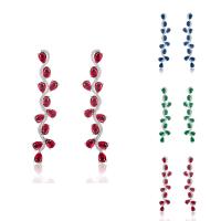 Boucles d'oreilles en laiton zircon cubique, Plaqué de platine, pour femme & avec zircone cubique, plus de couleurs à choisir, protéger l'environnement, sans nickel, plomb et cadmium, 10-40mm, Vendu par paire