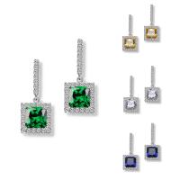 Boucles d'oreilles en laiton zircon cubique, Plaqué de platine, pour femme & avec zircone cubique, plus de couleurs à choisir, protéger l'environnement, sans nickel, plomb et cadmium Vendu par paire