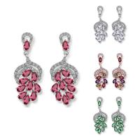 Boucles d'oreilles en laiton zircon cubique, Placage, pour femme & avec zircone cubique, plus de couleurs à choisir, protéger l'environnement, sans nickel, plomb et cadmium Vendu par paire