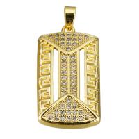 Cubique Pendentif en laiton zircon pavent, rectangle, Plaqué d'or, pavé de micro zircon Environ Vendu par PC