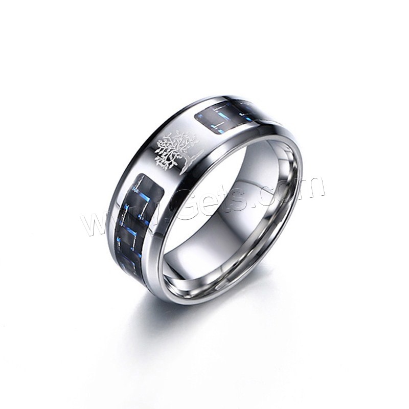 acier inoxydable bague, avec Fibre de carbone, Placage, poli & normes différentes pour le choix & modèles différents pour le choix & pour homme, 8mm, Vendu par PC