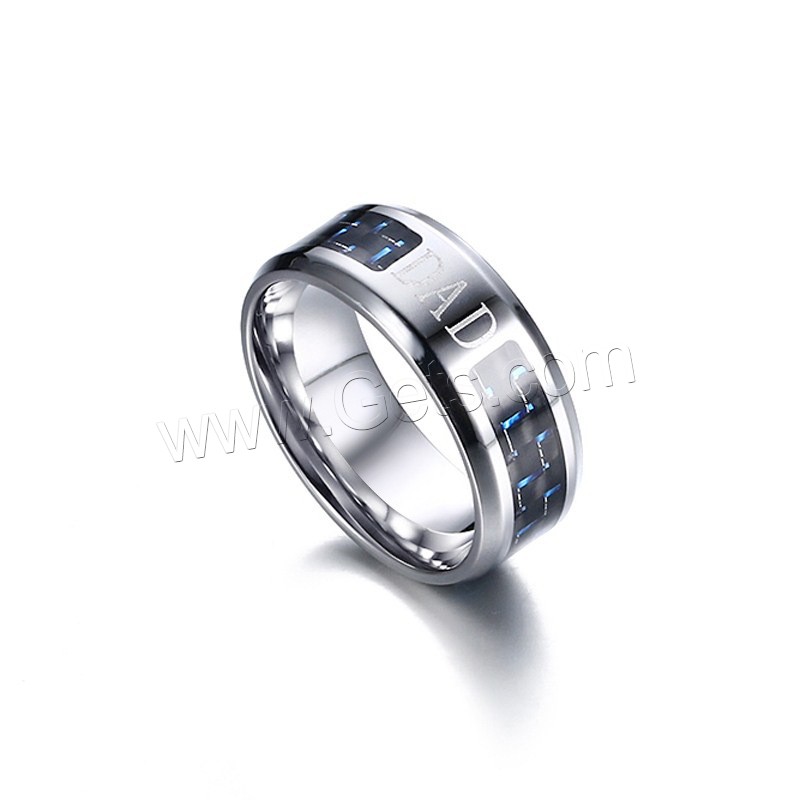 acier inoxydable bague, avec Fibre de carbone, Placage, poli & normes différentes pour le choix & modèles différents pour le choix & pour homme, 8mm, Vendu par PC