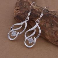 Boucles d'oreilles en laiton zircon cubique, Plaqué d'argent, pour femme & avec zircone cubique, sans plomb et cadmium Vendu par paire