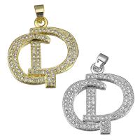 Cubic Zirconia Micro Pave Brass Pendant, Letter, plated, micro pave cubic zirconia Approx 3.5mm 