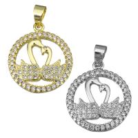 Cubic Zirconia Micro Pave Brass Pendant, Swan, plated, micro pave cubic zirconia Approx 3.5mm 