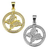 Cubic Zirconia Micro Pave Brass Pendant, Butterfly, plated, micro pave cubic zirconia Approx 3.5mm 