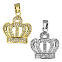 Cubic Zirconia Micro Pave Brass Pendant, Crown, plated, micro pave cubic zirconia Approx 3.5mm 