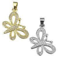 Cubic Zirconia Micro Pave Brass Pendant, Butterfly, plated, micro pave cubic zirconia Approx 3.5mm 