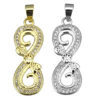 Cubic Zirconia Micro Pave Brass Pendant, Infinity, plated, micro pave cubic zirconia Approx 3.5mm 