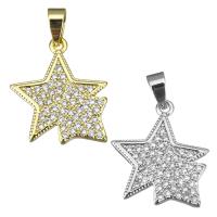 Cubic Zirconia Micro Pave Brass Pendant, Star, plated, micro pave cubic zirconia Approx 3.5mm 