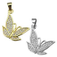 Cubic Zirconia Micro Pave Brass Pendant, Butterfly, plated, micro pave cubic zirconia Approx 3.5mm 